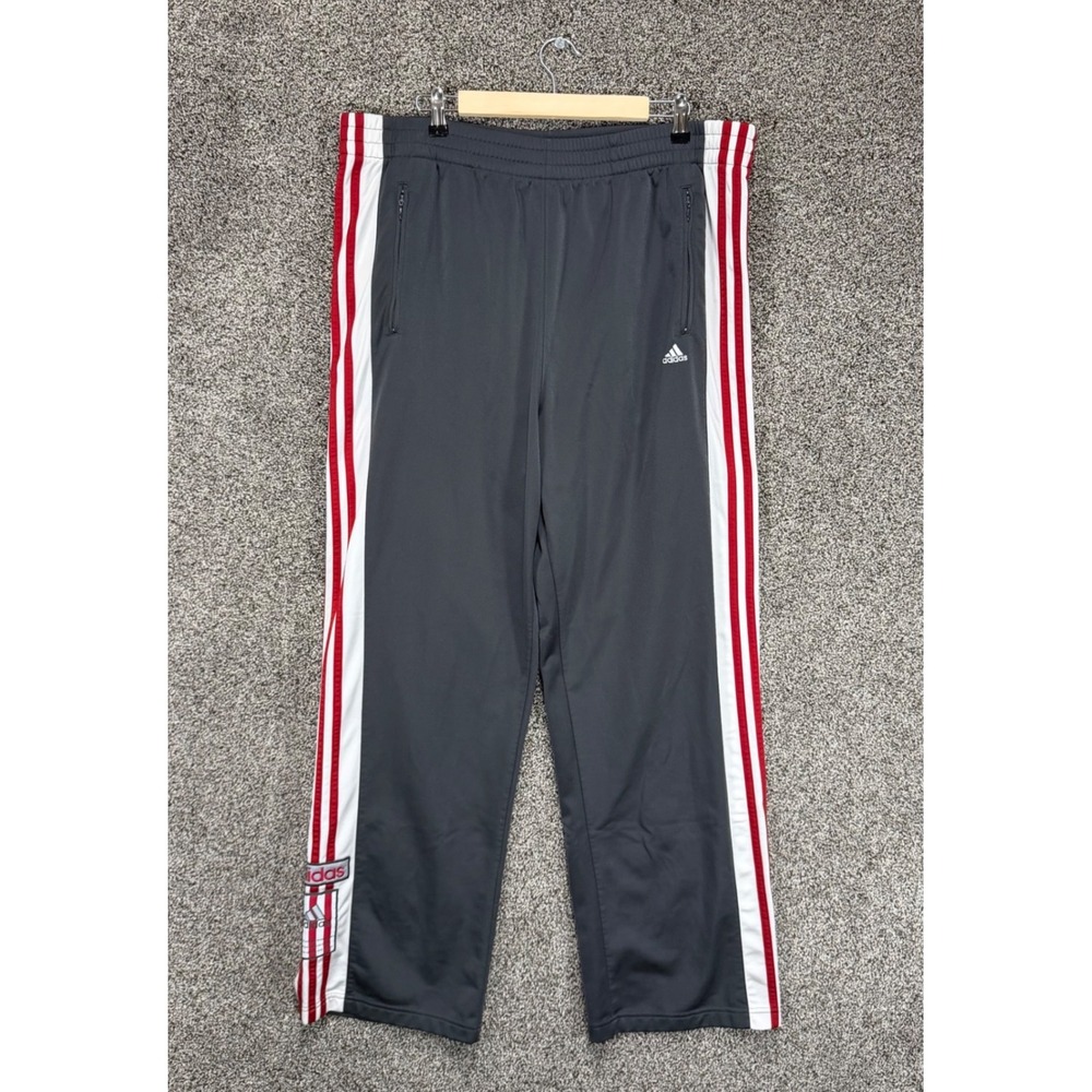 Vintage Adidas Breakaway Track Pants Mens XL/32 Gray Side Snap Warm-up Y2K